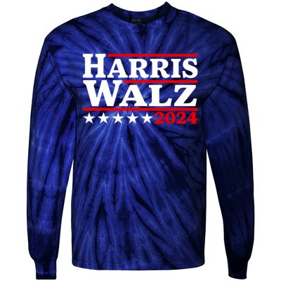 Harris Walz 2024 Election Logo Tie-Dye Long Sleeve Shirt