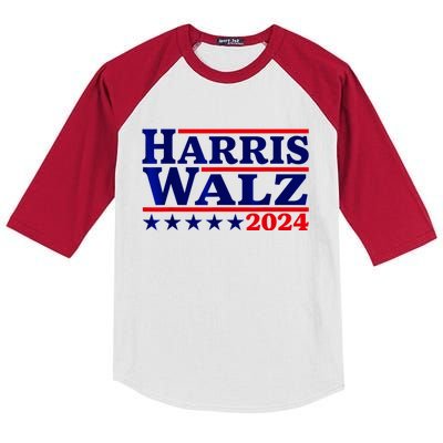 Harris Walz 2024 Election Logo Kids Colorblock Raglan Jersey