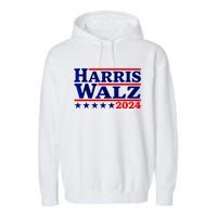 Harris Walz 2024 Election Logo Garment-Dyed Fleece Hoodie