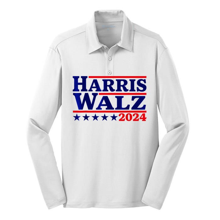 Harris Walz 2024 Election Logo Silk Touch Performance Long Sleeve Polo