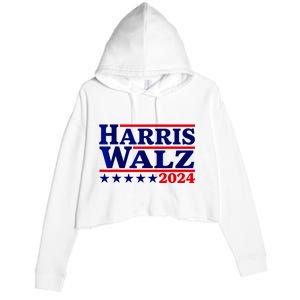 Harris Walz 2024 Election Logo Crop Fleece Hoodie