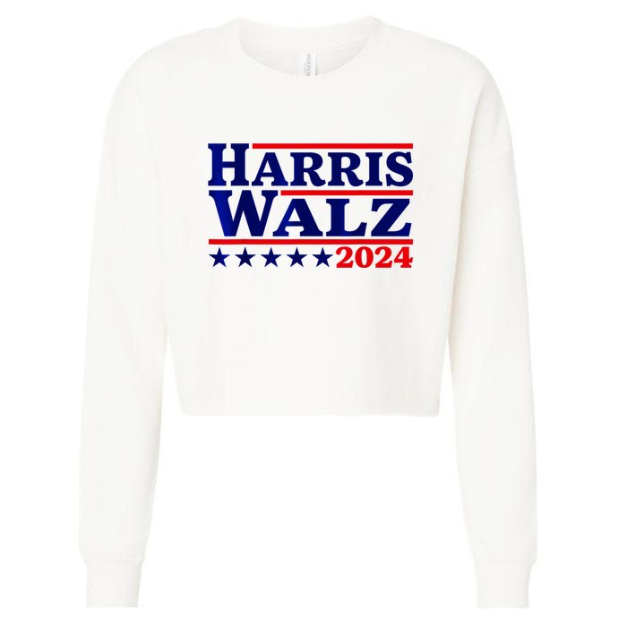 Harris Walz 2024 Election Logo Cropped Pullover Crew