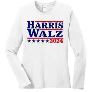 Harris Walz 2024 Election Logo Ladies Long Sleeve Shirt