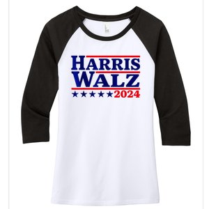 Harris Walz 2024 Election Logo Women's Tri-Blend 3/4-Sleeve Raglan Shirt