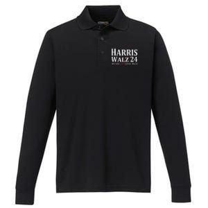 Harris Walz 24 We Are Not Going Back Political Support Performance Long Sleeve Polo