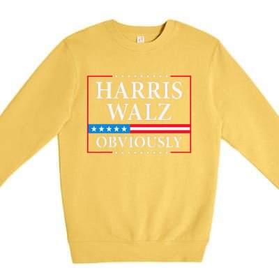 Harris Waltz 2024 Obviously Kamala Harris Tim Walz 2024 Gift Premium Crewneck Sweatshirt