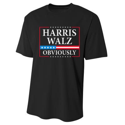 Harris Waltz 2024 Obviously Kamala Harris Tim Walz 2024 Gift Performance Sprint T-Shirt