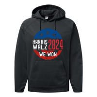 Harris Waltz 2024 Election Victory Kamala Harris 2024 We Won Performance Fleece Hoodie