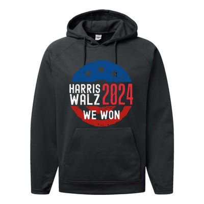 Harris Waltz 2024 Election Victory Kamala Harris 2024 We Won Performance Fleece Hoodie