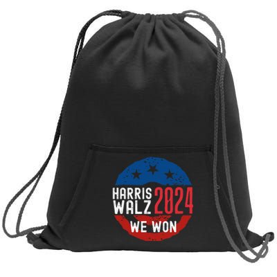 Harris Waltz 2024 Election Victory Kamala Harris 2024 We Won Sweatshirt Cinch Pack Bag