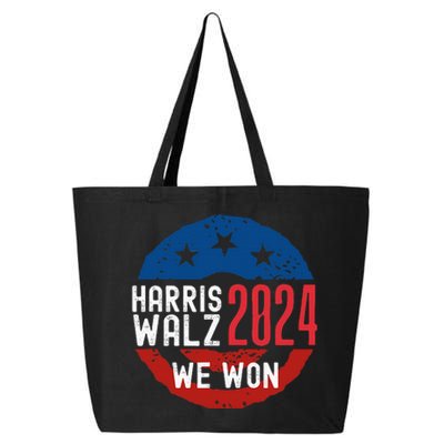 Harris Waltz 2024 Election Victory Kamala Harris 2024 We Won 25L Jumbo Tote