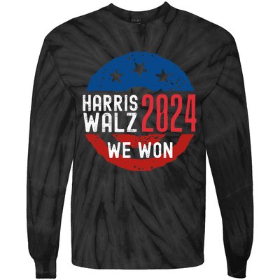 Harris Waltz 2024 Election Victory Kamala Harris 2024 We Won Tie-Dye Long Sleeve Shirt