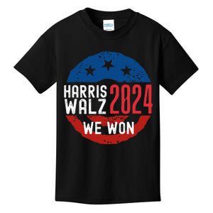 Harris Waltz 2024 Election Victory Kamala Harris 2024 We Won Kids T-Shirt