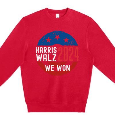 Harris Waltz 2024 Election Victory Kamala Harris 2024 We Won Premium Crewneck Sweatshirt