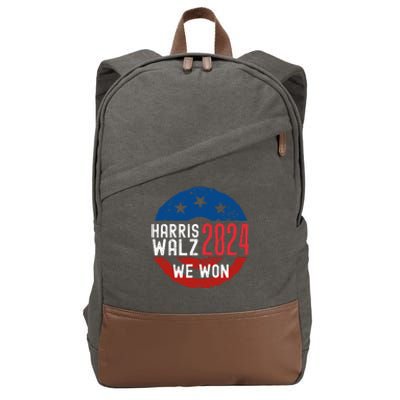 Harris Waltz 2024 Election Victory Kamala Harris 2024 We Won Cotton Canvas Backpack