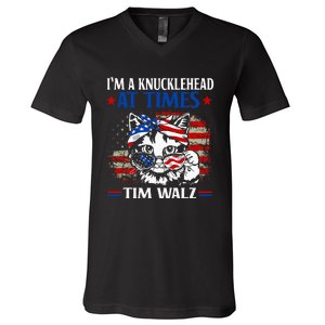 Harris Walz 2024 IM A Knucklehead At Times Tim Walz Quote V-Neck T-Shirt