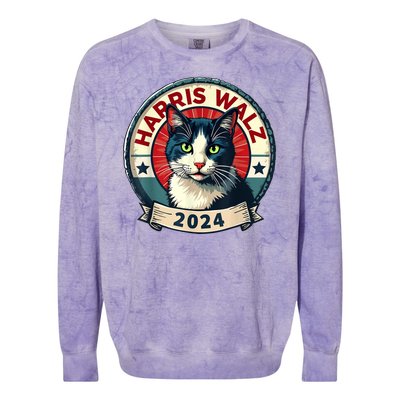 Harris Walz 2024 Funny Cat Election Colorblast Crewneck Sweatshirt