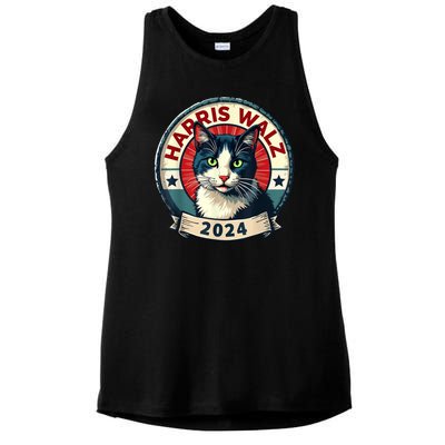 Harris Walz 2024 Funny Cat Election Ladies PosiCharge Tri-Blend Wicking Tank