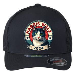 Harris Walz 2024 Funny Cat Election Flexfit Unipanel Trucker Cap