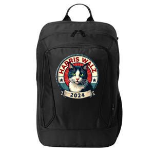 Harris Walz 2024 Funny Cat Election City Backpack