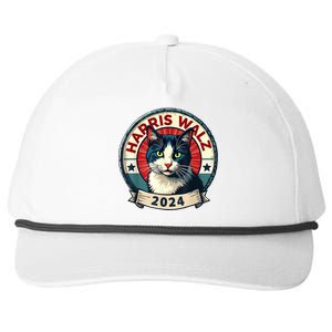 Harris Walz 2024 Funny Cat Election Snapback Five-Panel Rope Hat