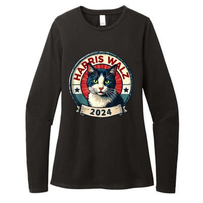 Harris Walz 2024 Funny Cat Election Womens CVC Long Sleeve Shirt