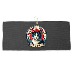 Harris Walz 2024 Funny Cat Election Large Microfiber Waffle Golf Towel