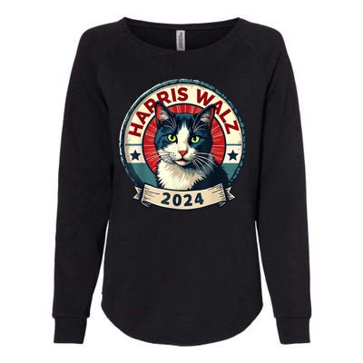 Harris Walz 2024 Funny Cat Election Womens California Wash Sweatshirt