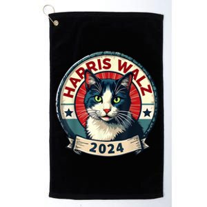 Harris Walz 2024 Funny Cat Election Platinum Collection Golf Towel