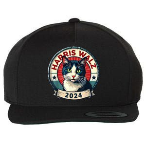 Harris Walz 2024 Funny Cat Election Wool Snapback Cap