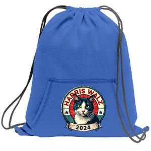 Harris Walz 2024 Funny Cat Election Sweatshirt Cinch Pack Bag