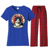 Harris Walz 2024 Funny Cat Election Women's Flannel Pajama Set