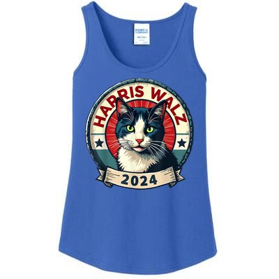 Harris Walz 2024 Funny Cat Election Ladies Essential Tank