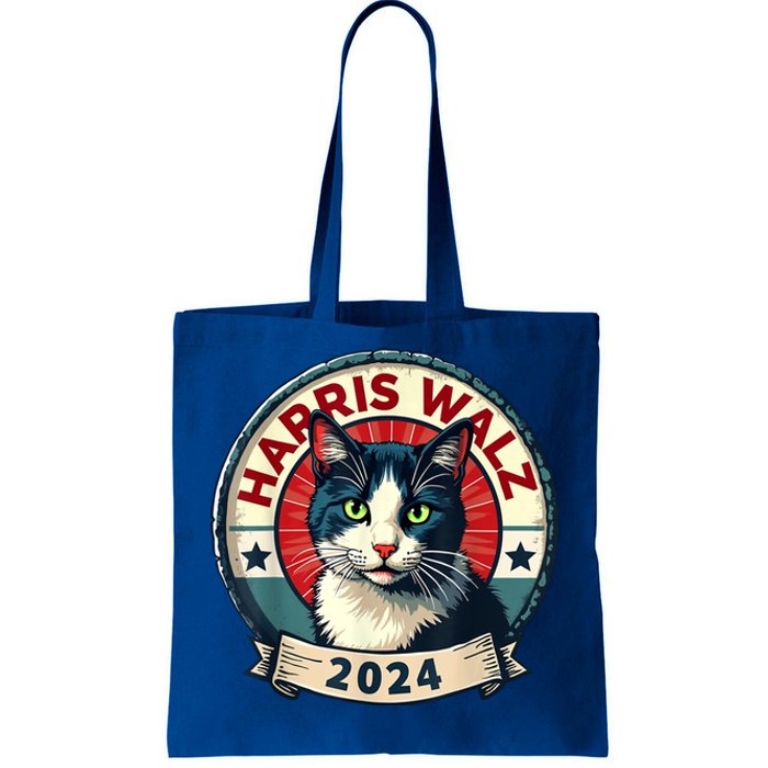 Harris Walz 2024 Funny Cat Election Tote Bag