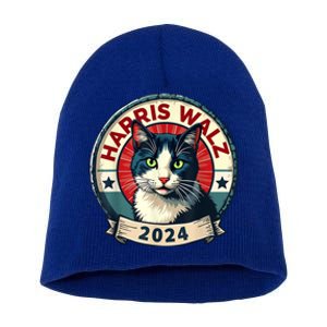 Harris Walz 2024 Funny Cat Election Short Acrylic Beanie