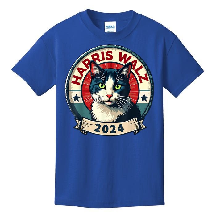 Harris Walz 2024 Funny Cat Election Kids T-Shirt