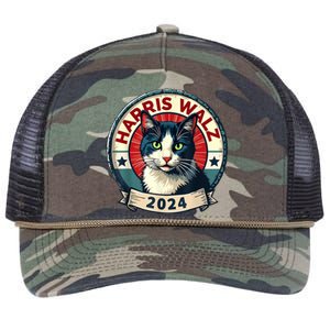 Harris Walz 2024 Funny Cat Election Retro Rope Trucker Hat Cap