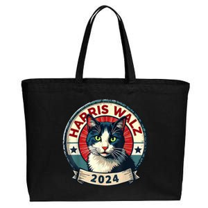 Harris Walz 2024 Funny Cat Election Cotton Canvas Jumbo Tote