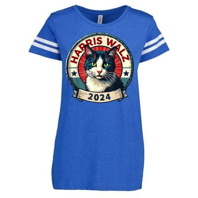 Harris Walz 2024 Funny Cat Election Enza Ladies Jersey Football T-Shirt