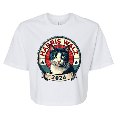 Harris Walz 2024 Funny Cat Election Bella+Canvas Jersey Crop Tee