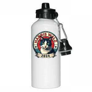 Harris Walz 2024 Funny Cat Election Aluminum Water Bottle