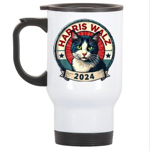 Harris Walz 2024 Funny Cat Election Stainless Steel Travel Mug