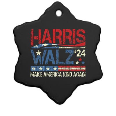 Harris Walz 2024 Make America Kind Again Harris Waltz Quote Gift Ceramic Star Ornament