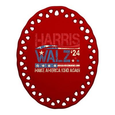 Harris Walz 2024 Make America Kind Again Harris Waltz Quote Gift Ceramic Oval Ornament