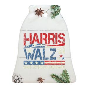 Harris Walz 2024 Make America Kind Again Harris Waltz Quote Gift Ceramic Bell Ornament