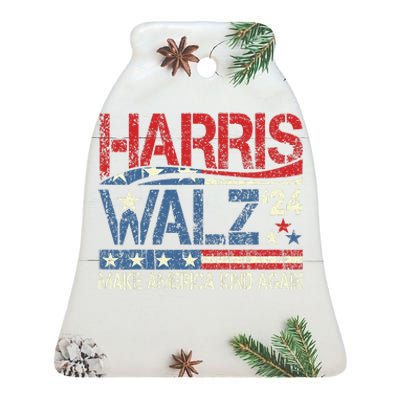 Harris Walz 2024 Make America Kind Again Harris Waltz Quote Gift Ceramic Bell Ornament