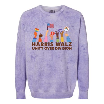 Harris Waltz 2024 Unity Over Division Colorblast Crewneck Sweatshirt