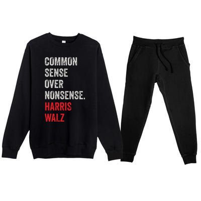 Harris Walz 2024 Common Sense Over Nonsense Premium Crewneck Sweatsuit Set