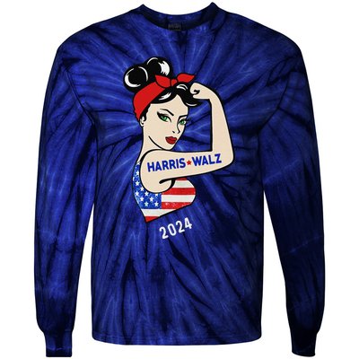 Harris Waltz 2024 Election Kamala Harris Tim Waltz 24 Tie-Dye Long Sleeve Shirt