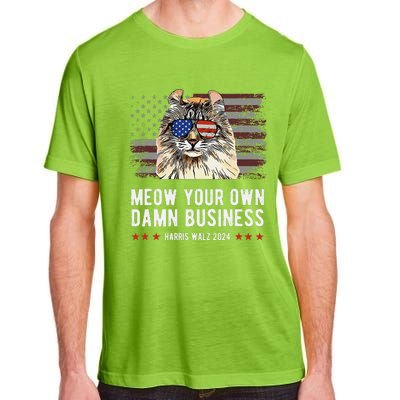 Harris Walz 2024 Mind Your Own Damn Business Funny Cat Adult ChromaSoft Performance T-Shirt